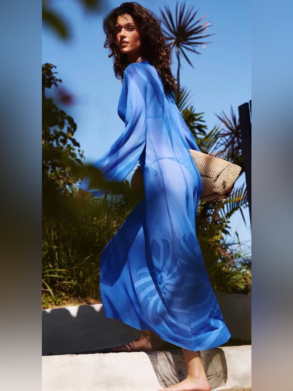 Caroline Constas Two-Tone Blue Long-Sleeve cover up Dress NWT - Picture 7 of 17